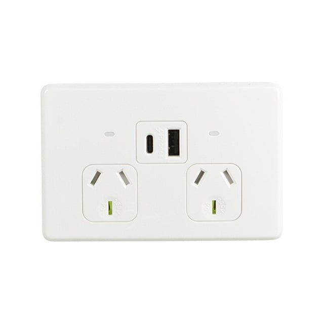 Trader Flat Cat FLPP2USBAU integrated USB A and C charger power point