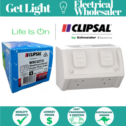 Clipsal by Schneider Electric WSC227/2-RG Double Weatherproof Power Point IP54