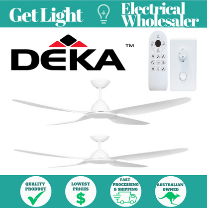 Deka Rondo II DC White 4 Blade Ceiling Fan 52"  Includes Remote & wall Control