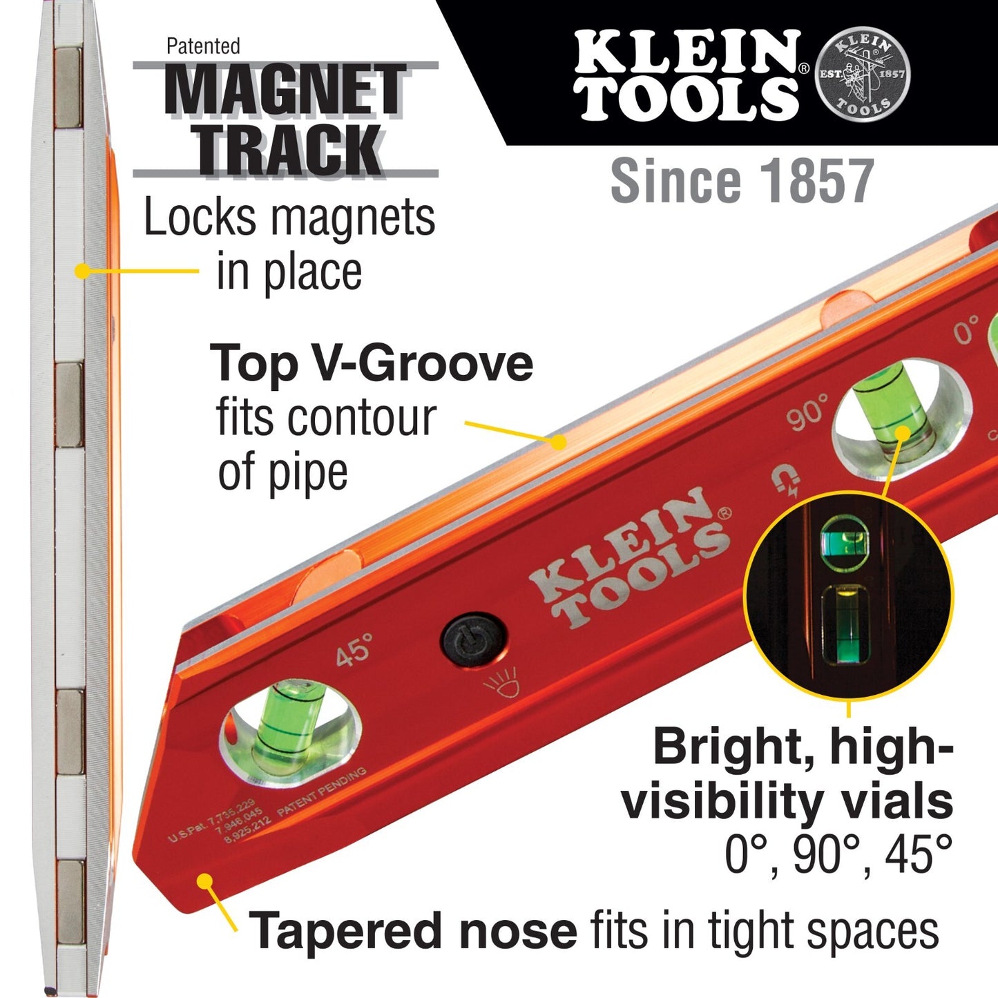 KLEIN TOOLS Aluminum Torpedo Level  High-visibility Orange 935RBLT