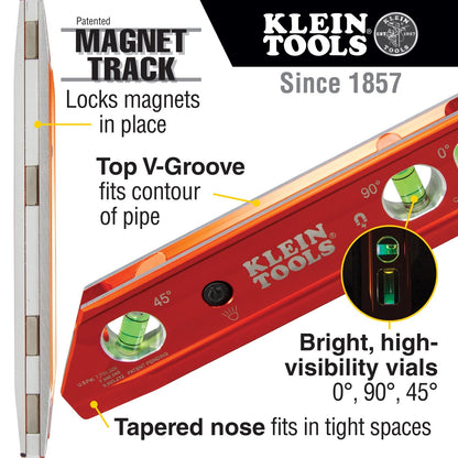 KLEIN TOOLS Aluminum Torpedo Level  High-visibility Orange 935RBLT