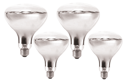 4 x R125 Bathroom Instant Heat Lamp Globe 240V E27 275W Clear Infrared Reflector