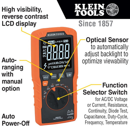 KLEIN Tools A-MM450 Slim Digital Multimeter TRMS Auto-Ranging 600V Temp