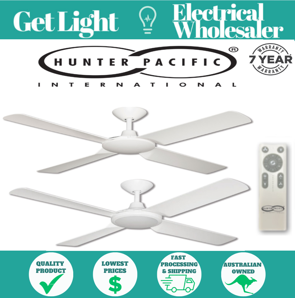 Hunter Pacific Next Creation V2 DC 4 Blade Ceiling Fan 52"(132cm) White + Remote