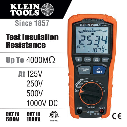 Klein Tools  Klein Tools ET600 | 1000V DC Digital Insulation Tester