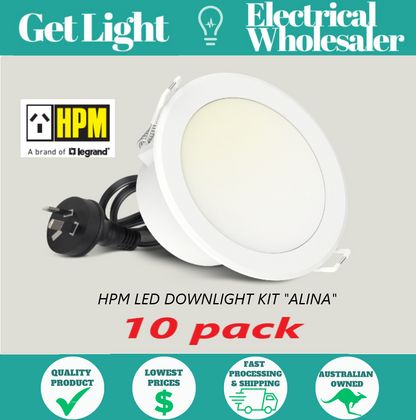 10 PACK - HPM DOWNLIGHT - LDLE90TRIWE Tri-Colour - LED - 90mm Cut Out Flex&Plug