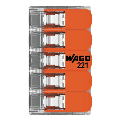 WAGO JAR - 25PACK - 4mm 5 Conductor Compact Splicing Connector | 221-415