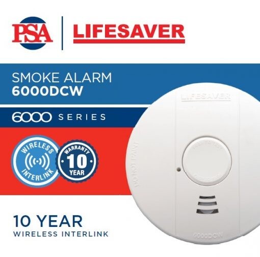 PSA 6000DCW Smoke Alarm - Wireless Photoelectric Sensor Detector  -LIFESAVER