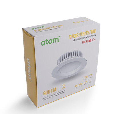 Atom 12W Fire Rated Dimmable LED Downlight Kit Warm White | AT9012/WH/FR/WW