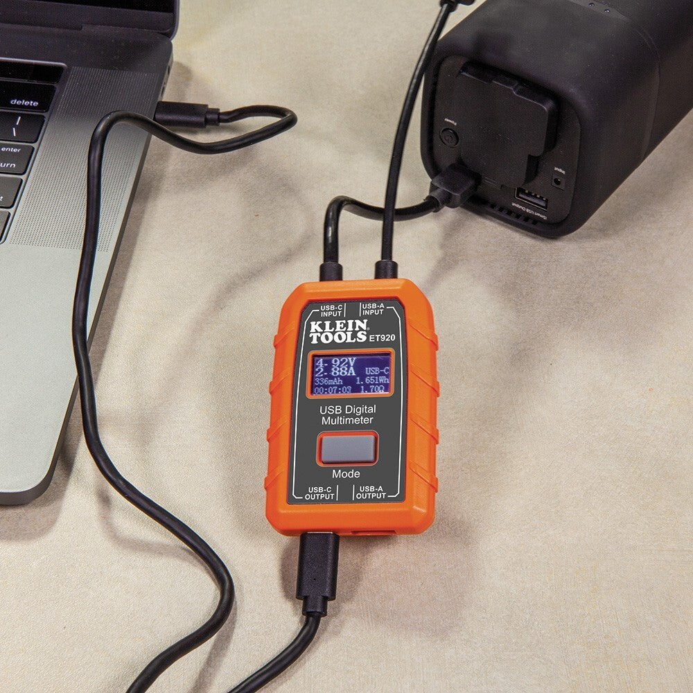KLEIN TOOLS ET920 USB-A USB-C Digital Voltage Current Power Meter