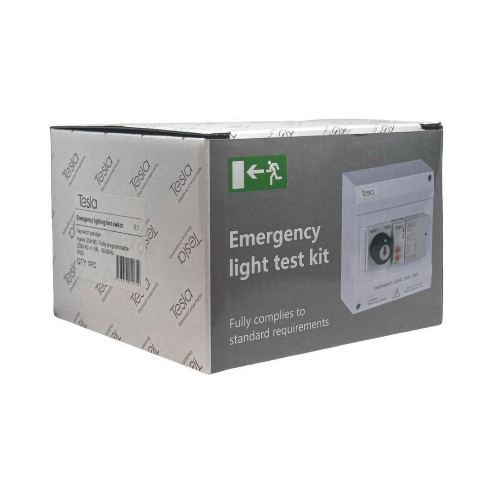 Tesla Emergency Lighting Test Switch | 4 Pole, 25A N/C | Fully Programmable