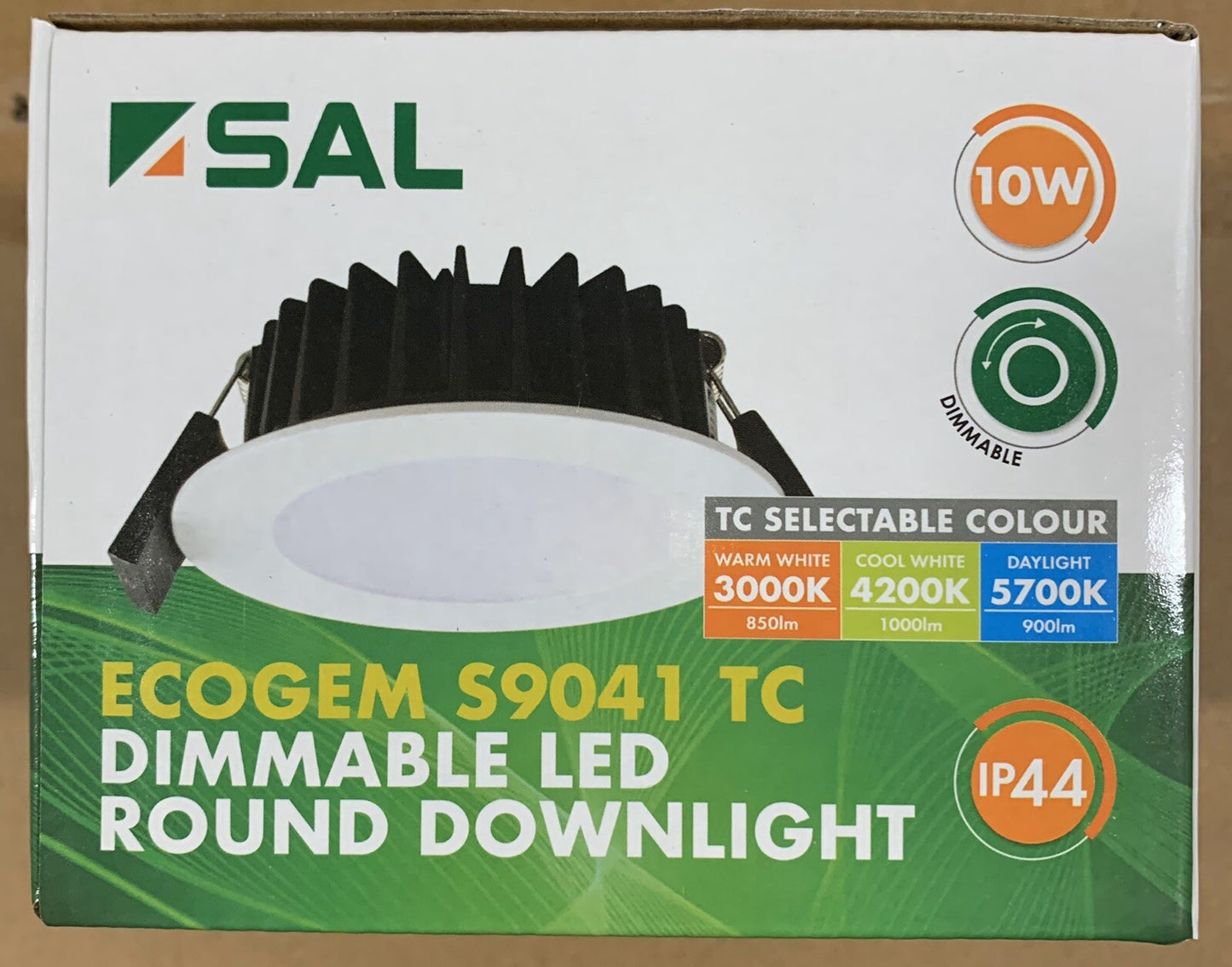 X 48 SAL 10W DIMMABLE LED DOWNLIGHT KIT S9041TC WH ECOGEM TRI COLOUR -BRAND NEW