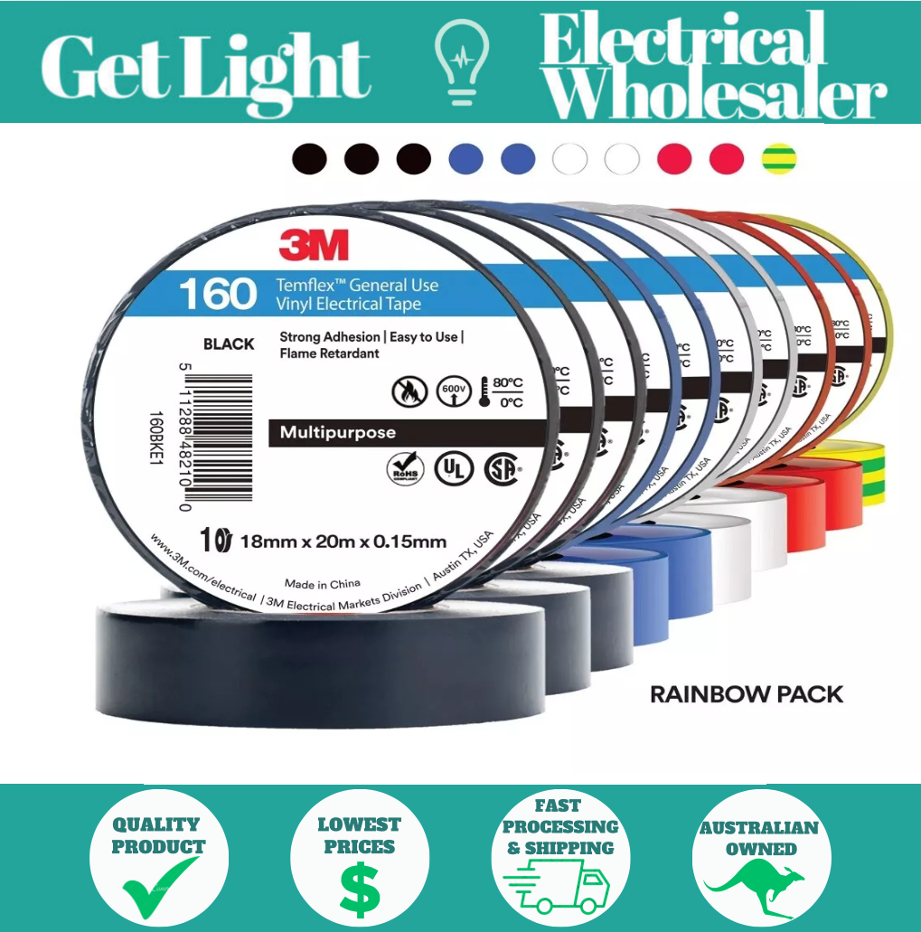 3M Rainbow 18mm x 20m  Electrical Tape Temflex 160 General Purpose Vinyl