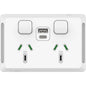 Clipsal Pro Double Powerpoint 10A with USB A+C White | P3025USBAC-XW