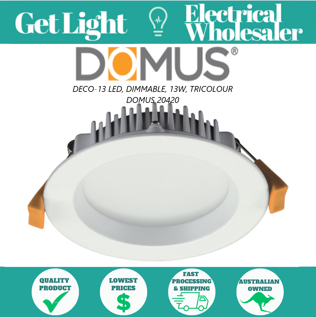 Domus Lighting - Deco Trio 13W Tri-Colour LED White Downlight - 20420-TRIO