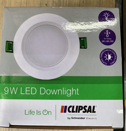 45 X Clipsal TPDL1C1 9W LED Downlight 3000K/4000K/6000K White Trim
