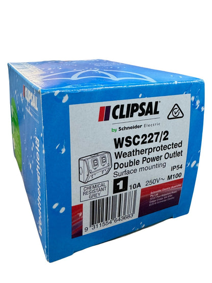Clipsal by Schneider Electric WSC227/2-RG Double Weatherproof Power Point IP54