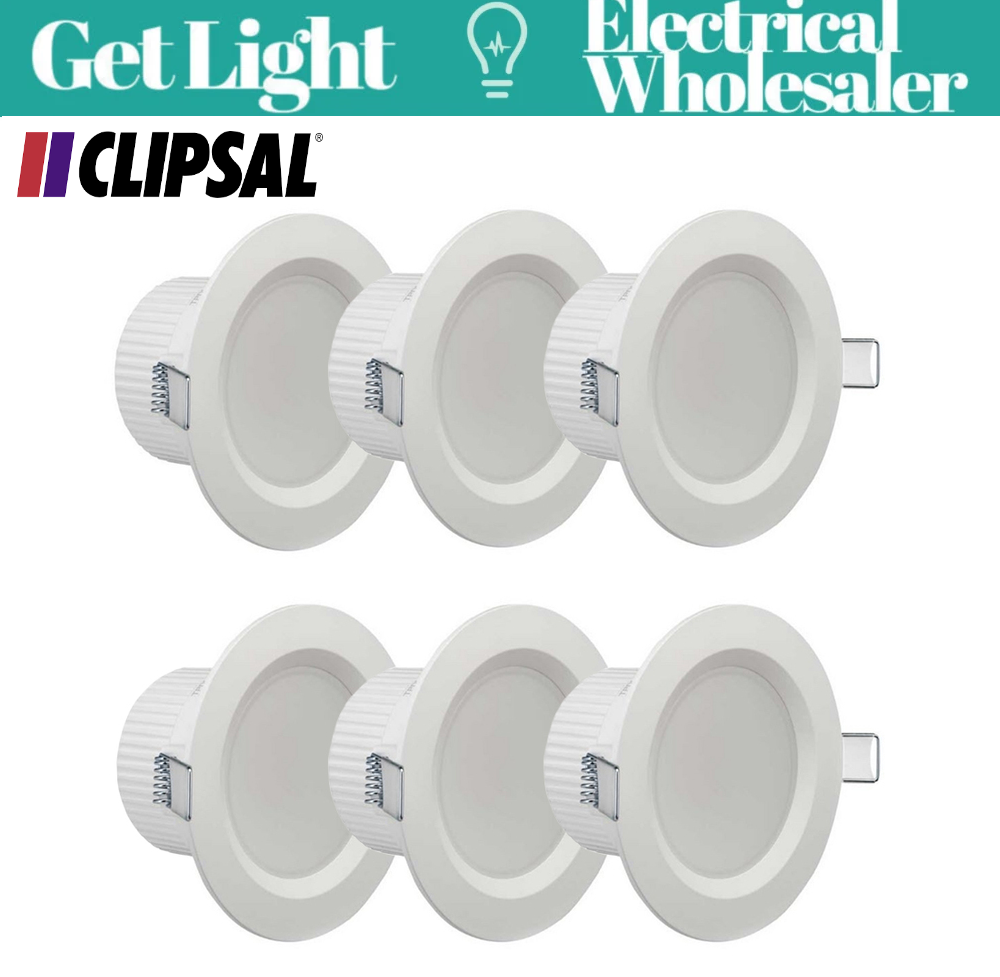 Clipsal 7W Tri-Colour Dimmable LED Downlight Kit 90mm Cutout 6 Pack - TPDL1C3