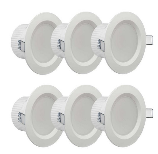 Clipsal 7W Tri-Colour Dimmable LED Downlight Kit 90mm Cutout 6 Pack - TPDL1C3