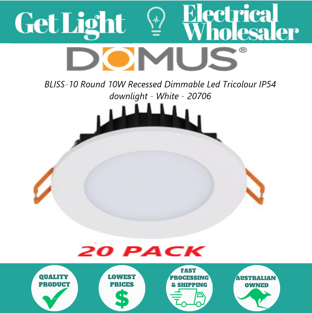 20 PACK - Domus 20706 Bliss 10W LED Downlight Tri Colour LED