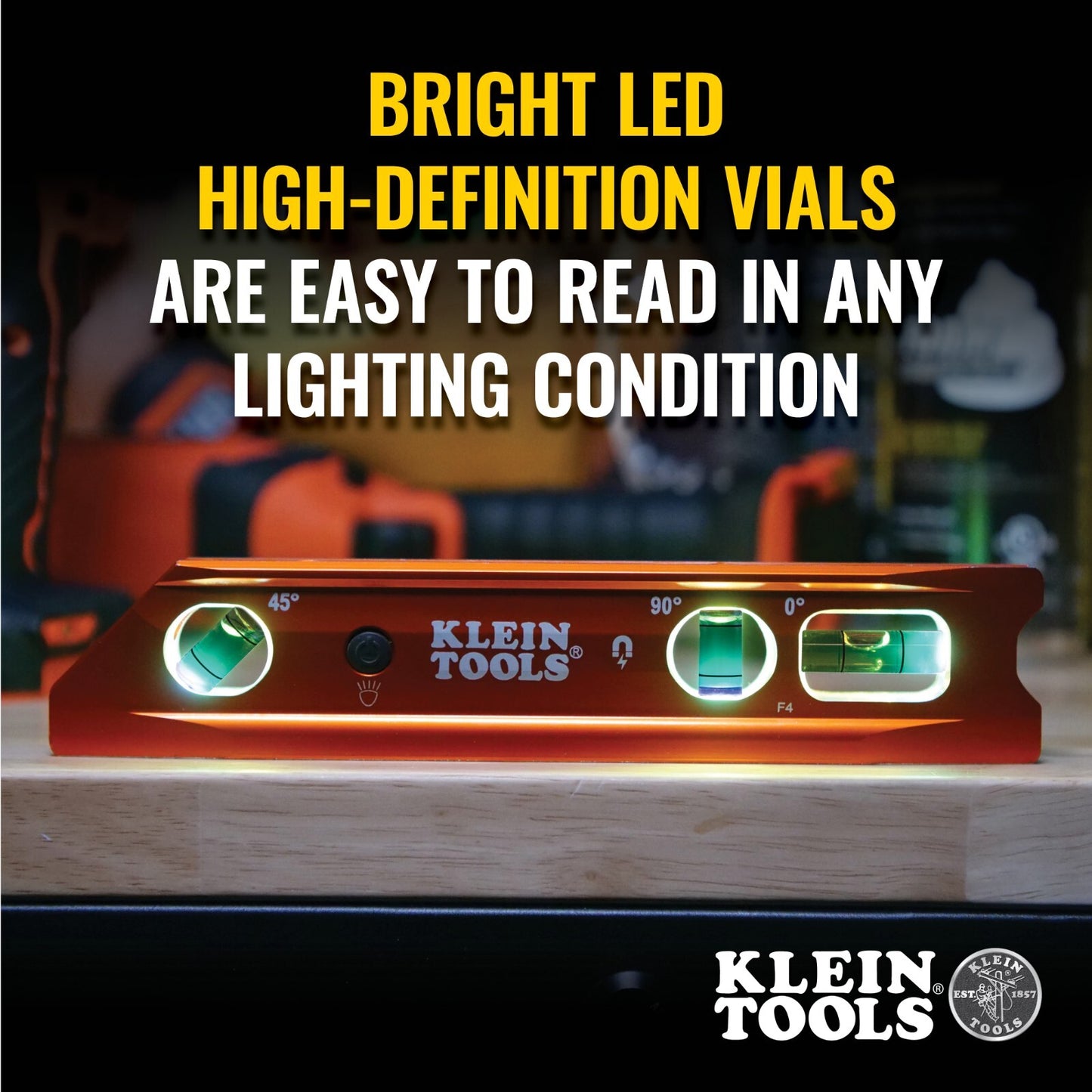 KLEIN TOOLS Aluminum Torpedo Level  High-visibility Orange 935RBLT