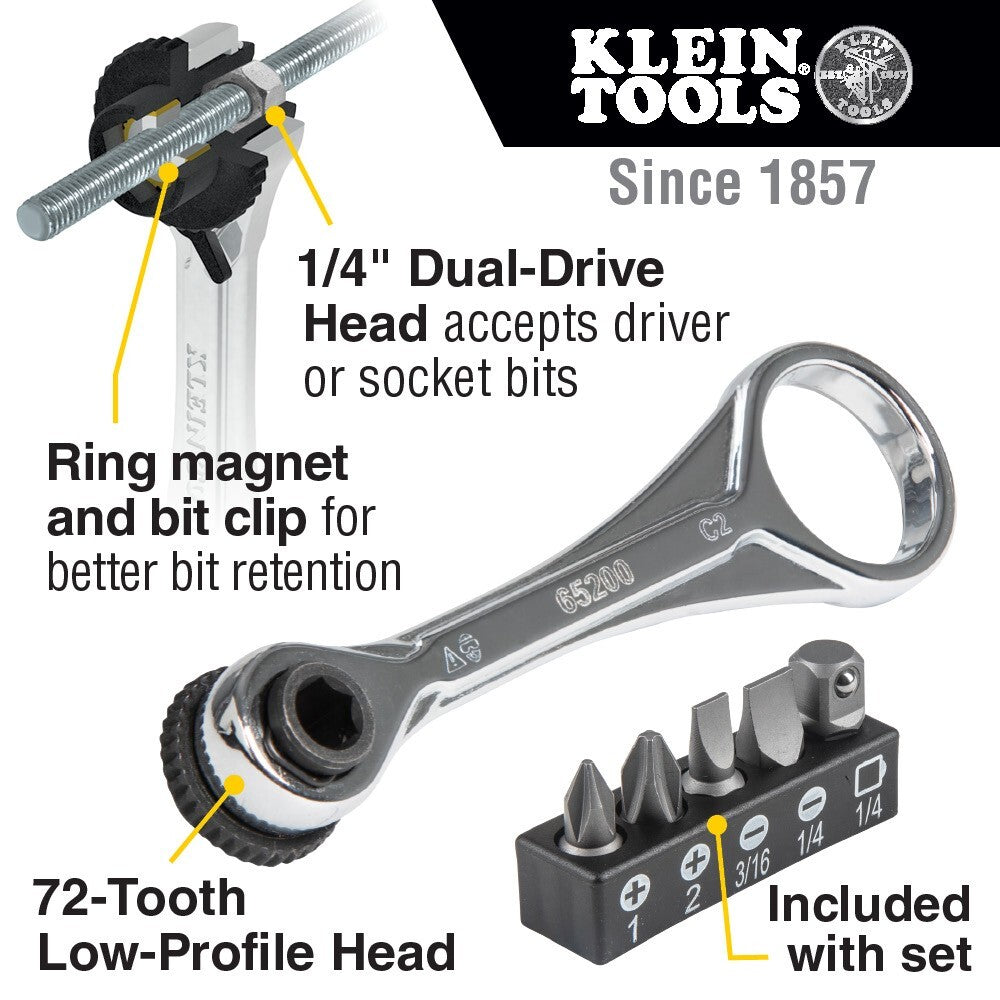Klein Tools A-65200 Slim Profile Mini Ratchet Set, 5-Piece