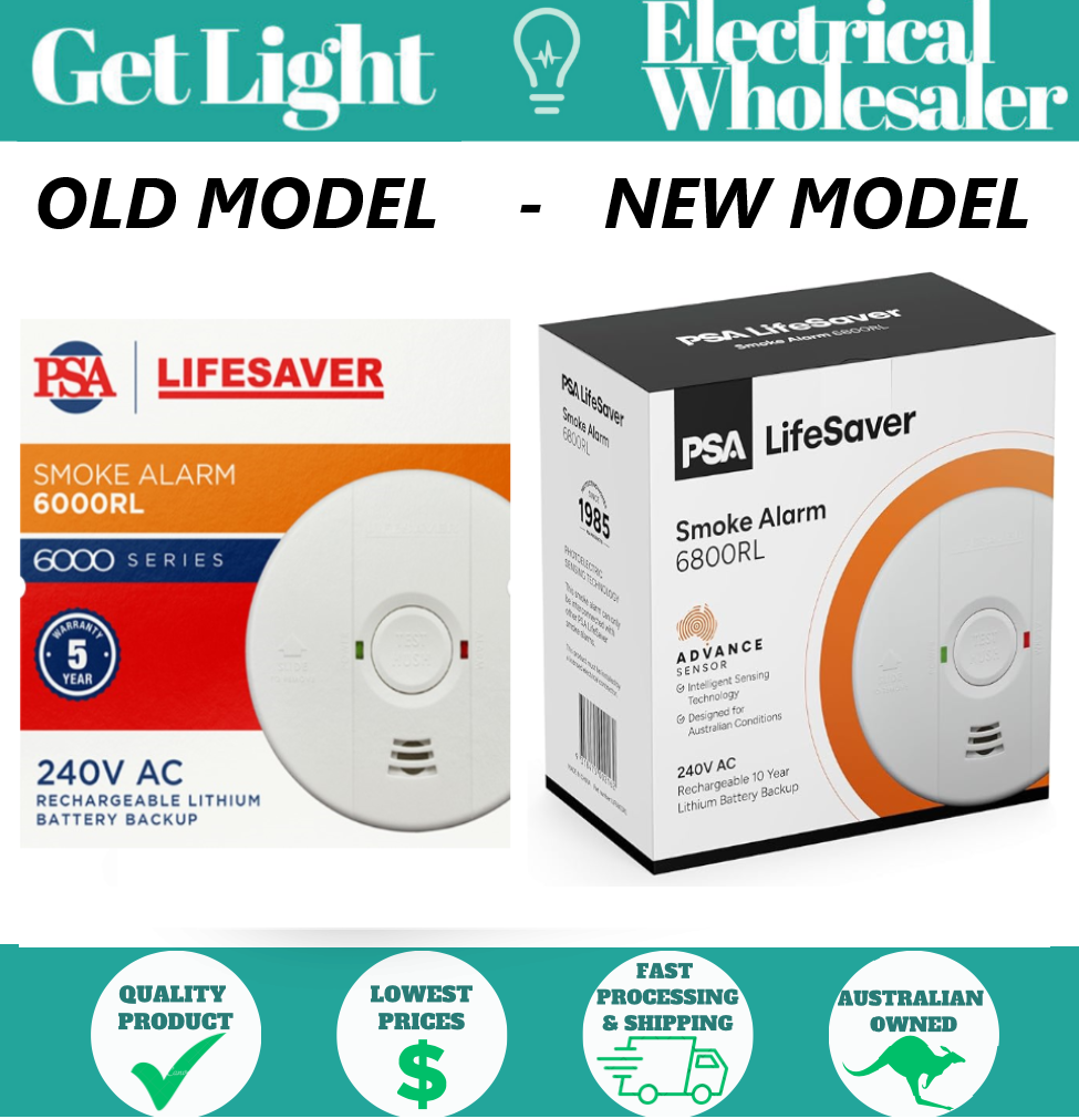 LIFESAVER 6800RL 240V Photoelectric Smoke Alarm + 10YR Lithium Batttery Backup