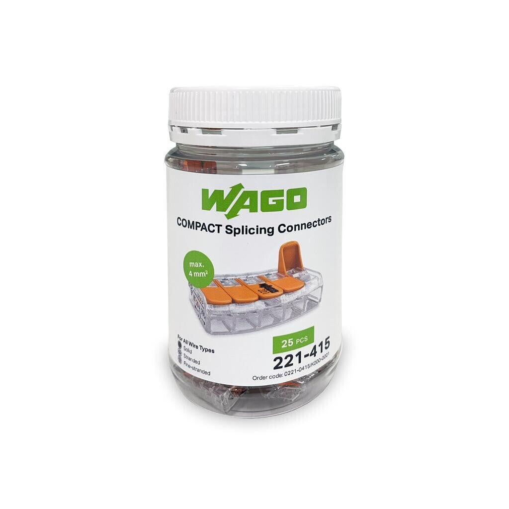 WAGO JAR - 25PACK - 4mm 5 Conductor Compact Splicing Connector | 221-415