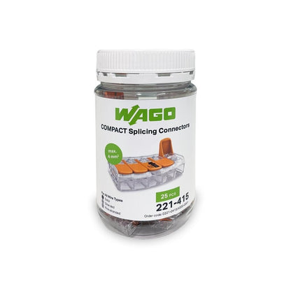 WAGO JAR - 25PACK - 4mm 5 Conductor Compact Splicing Connector | 221-415