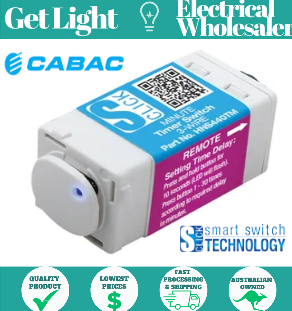 Cabac Minute Timer / Run On Timer Push button Switch 3 Wire - HNS440TM