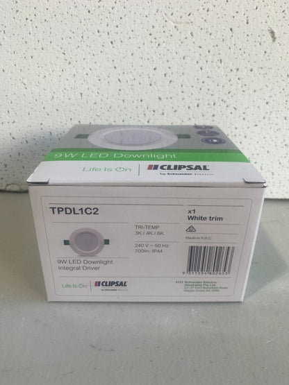 x 60 NEW Clipsal 9W Tri-Colour Dimmable LED Downlight Kit 90mm | CLITPDL1C2