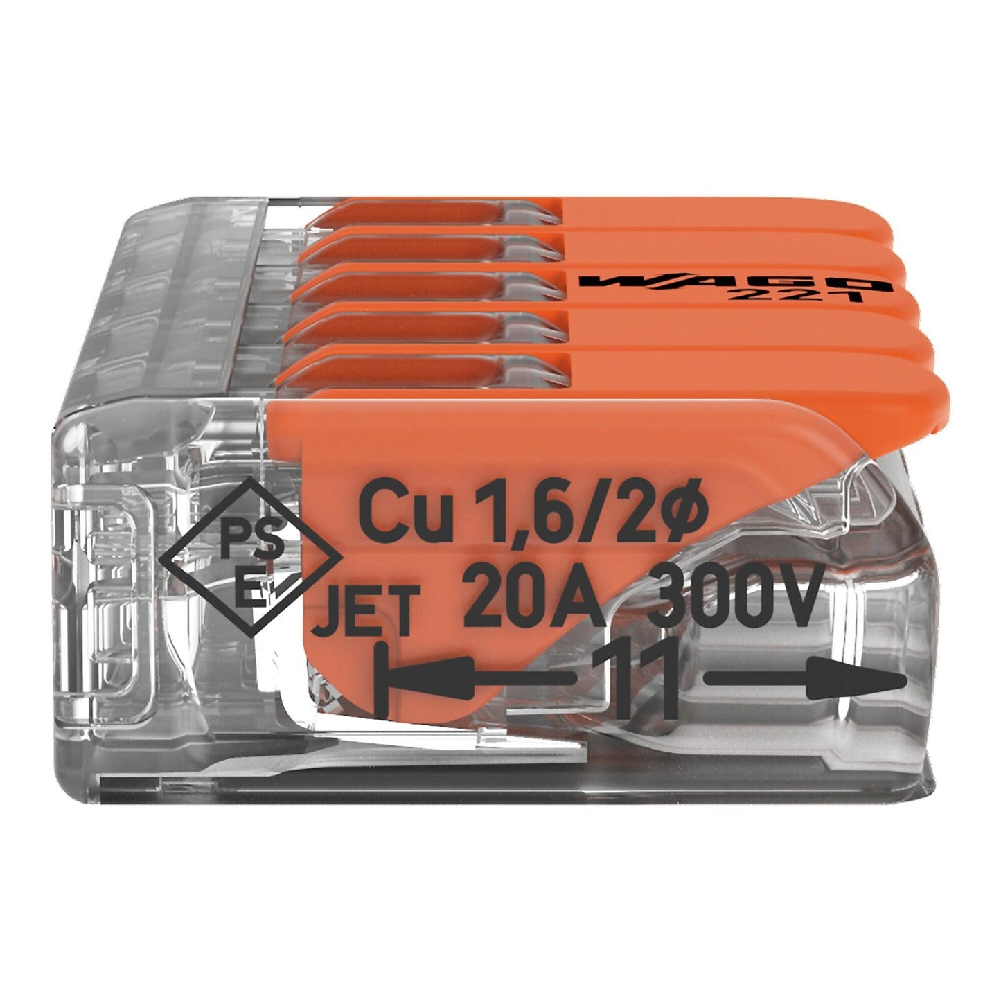 WAGO JAR - 25PACK - 4mm 5 Conductor Compact Splicing Connector | 221-415