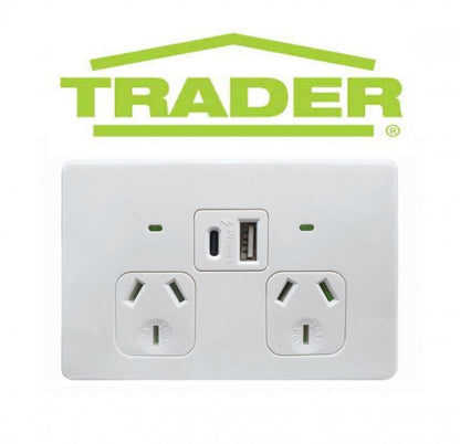 Trader Flat Cat FLPP2USBAU -  Fully Integrated Dual Format A&C USB Charger
