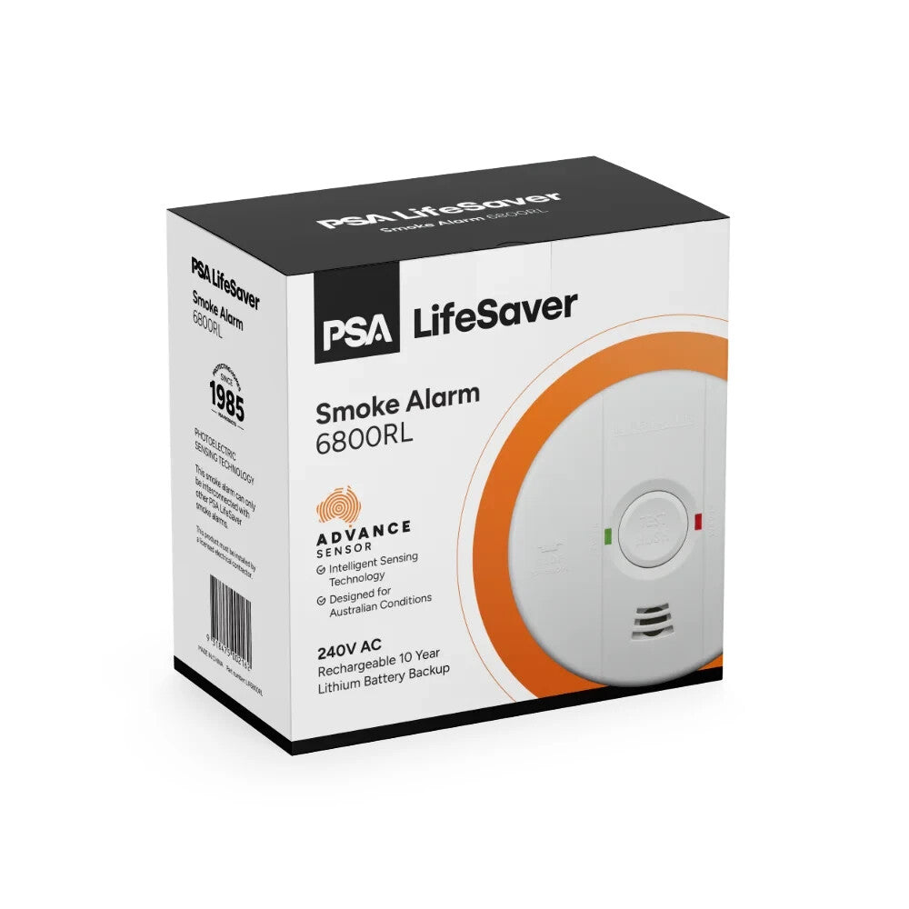 LIFESAVER 6800RL 240V Photoelectric Smoke Alarm + 10YR Lithium Batttery Backup