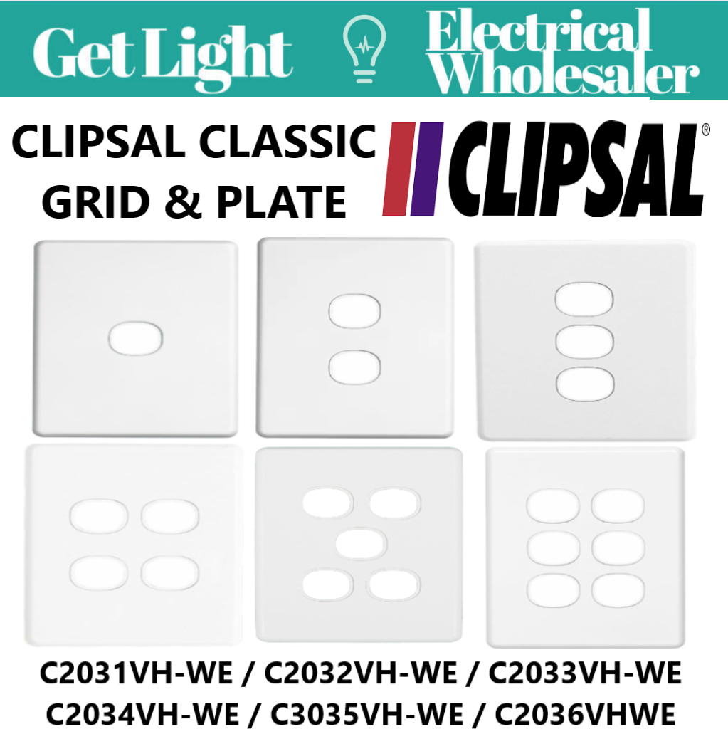 Clipsal Classic C2000 Series Grid And Plate - White C2031VH-WE/C2032VH-WE +