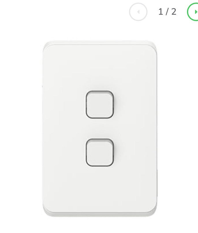 x10 Clipsal Iconic 2 Gang Switch Grid and Skin | 3042VHVW