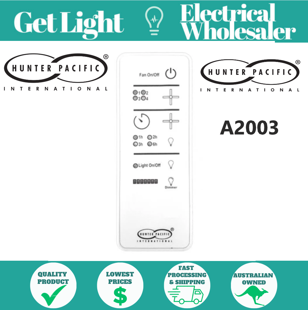 Hunter Pacific Logic Dimmable Remote Control & Receiver Kit - HUNA2003