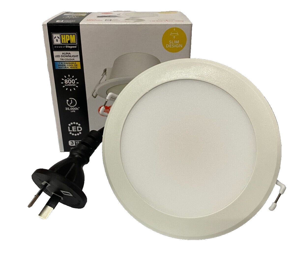 10 PACK - HPM DOWNLIGHT - LDLE90TRIWE Tri-Colour - LED - 90mm Cut Out Flex&Plug