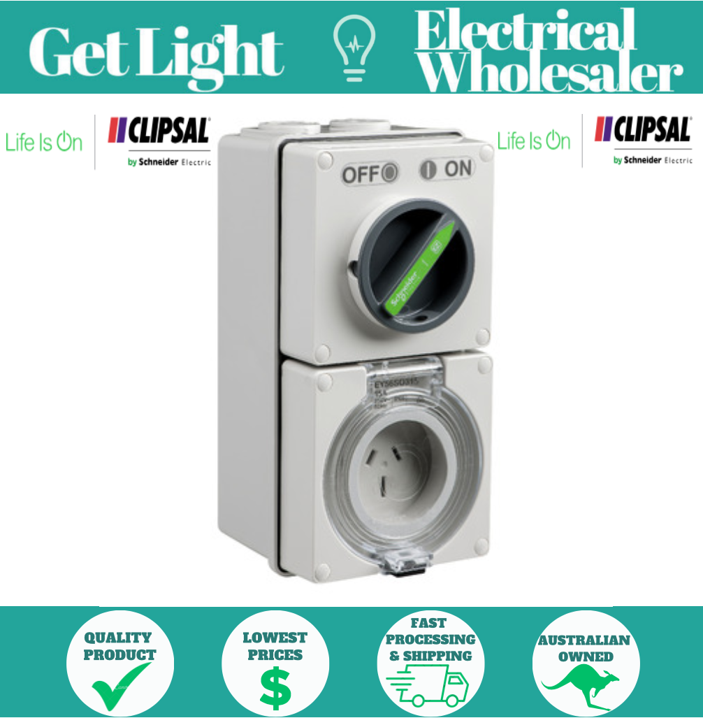 Clipsal Easy56 Flat 3 Pin 15A Switched Socket | EY56C315