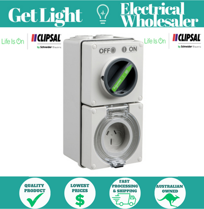 Clipsal Easy56 Flat 3 Pin 15A Switched Socket | EY56C315