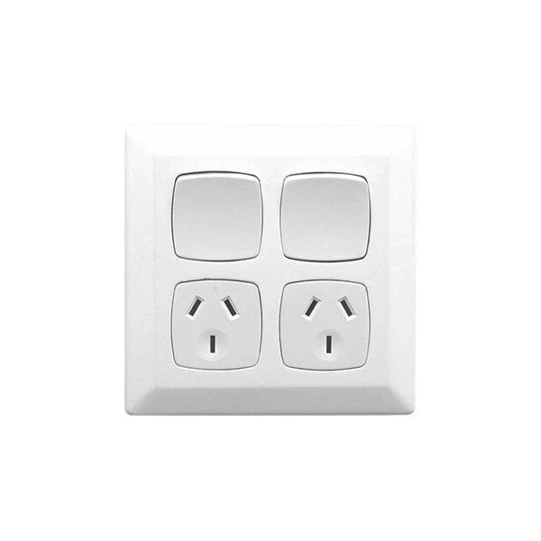Clipsal Prestige Double Powerpoint White P2000 Series | P2025/2-WE