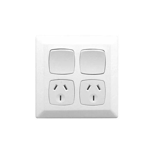 Clipsal Prestige Double Powerpoint White P2000 Series - P2025/2-WE