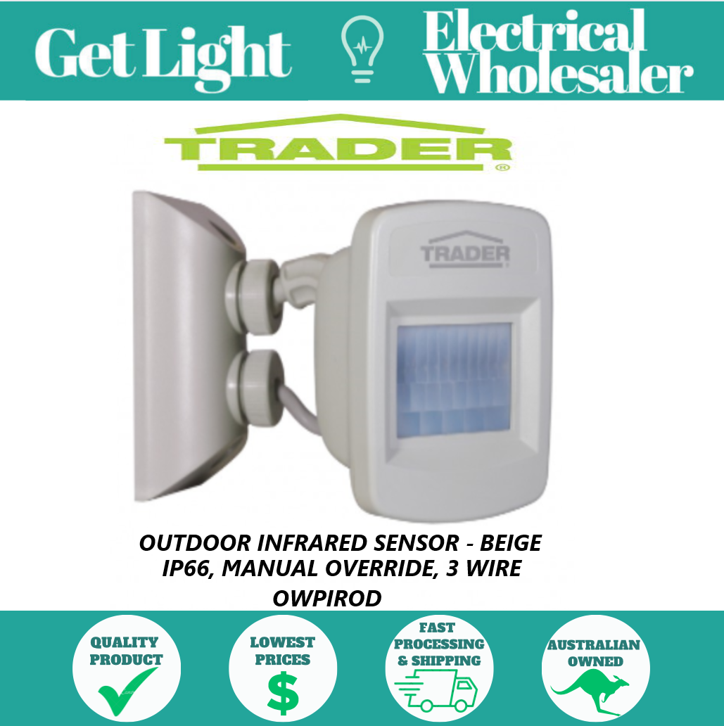 Outdoor Infrared Sensor - Atric Owl - 3 Wire - IP66 - Beige - Trader OWPIROD