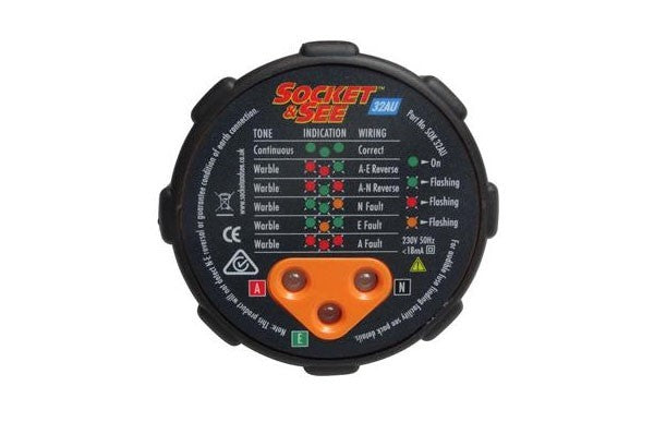 Socket and See - Mains Wiring Tester and Polarity Checker - Socket & See SOK32AU