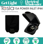15A Power Inlet IP44 | Black | Tesla (5 Year Warranty, Australian Approved)