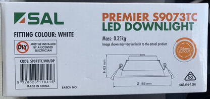 LED 3 X SAL PREMIER S9073TC/DP (13W/18W) IP64 Dimmable LED DOWNLIGHT.  QTY: 3
