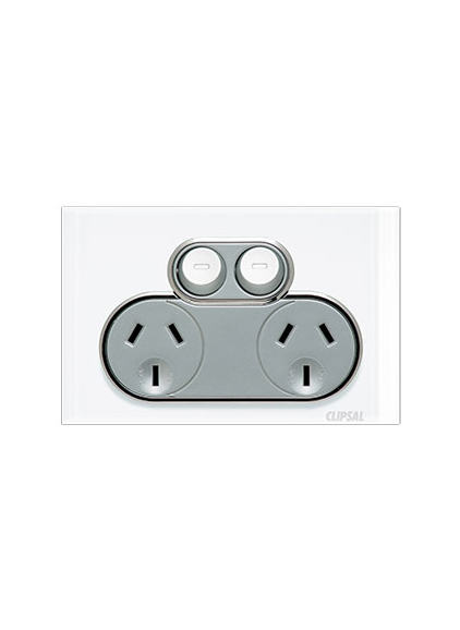 CLIPSAL SATURN 4025-PW - 10A Double Power Point  - Pure White