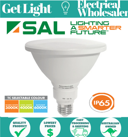 SAL LPAR38TC - PAR38 LED Floodlight Bulb - 12W - IP65 - E27 - Tri Colour