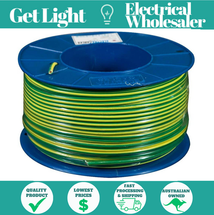4.0mm Building Wire Stranded Electrical Cable Green/Yellow Earth 100m CBL4BWET