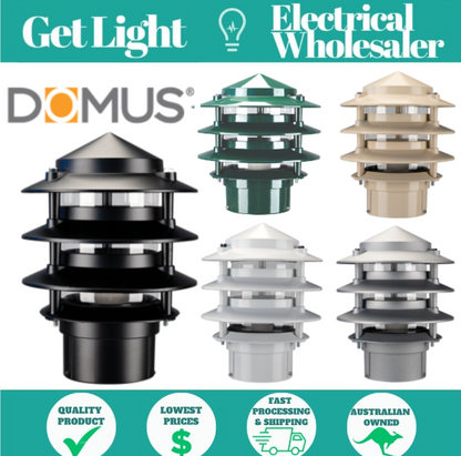 DOMUS BL-100 THREE TIER GARDEN BOLLARD POST LIGHT HEAD BLACK GREEN WHITE BEIGE 3